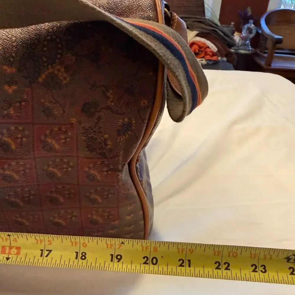 Vintage ESCADA Made In Italy Coated Canvas Leather Duffel Travel Bag 20